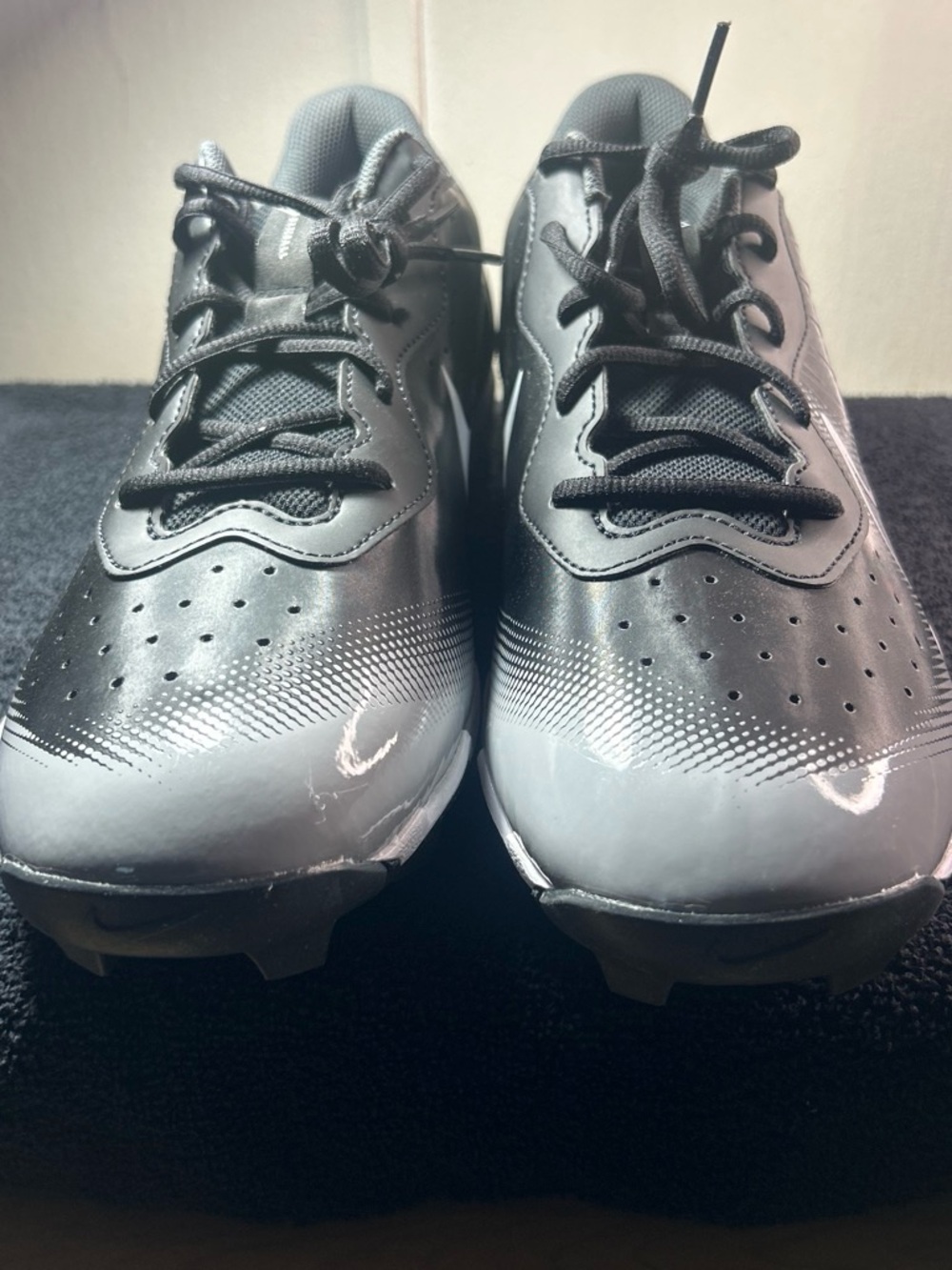 Gray and Black Athletic Baseball cleats